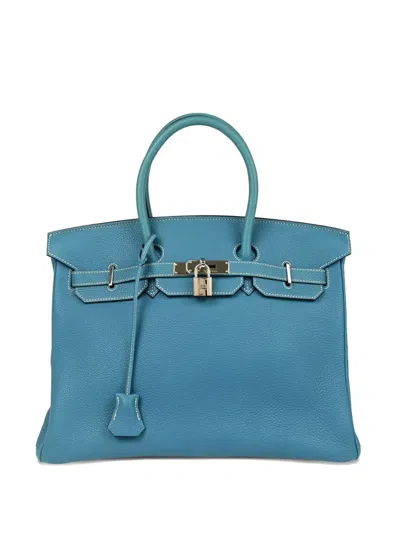 Pre-owned Hermes 2003 Togo Birkin Handbag In Blue
