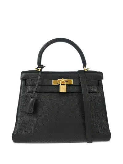 Pre-owned Hermes 2003 Togo Kelly 28 Handbag In Black