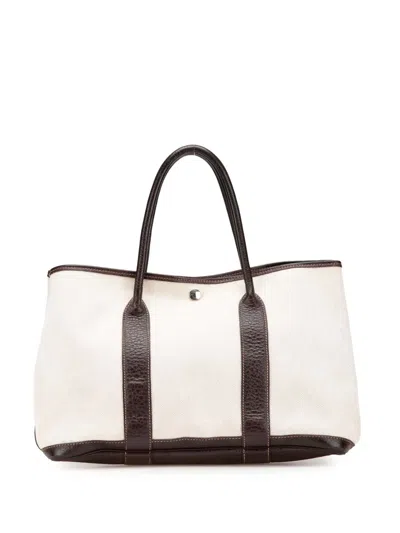 Pre-owned Hermes 2003 Toile And Negonda Garden Party 36 Tote Bag
