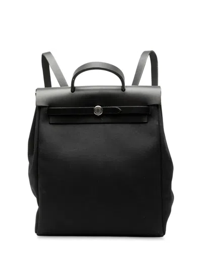 Pre-owned Hermes 2003 Toile Herbag Gm Backpack In Black