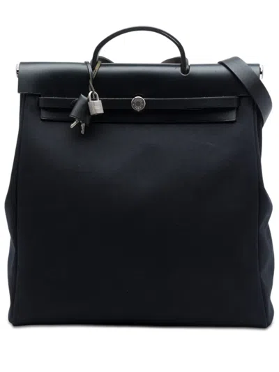Pre-owned Hermes 2003 Toile Herbag Gm Satchel In Black