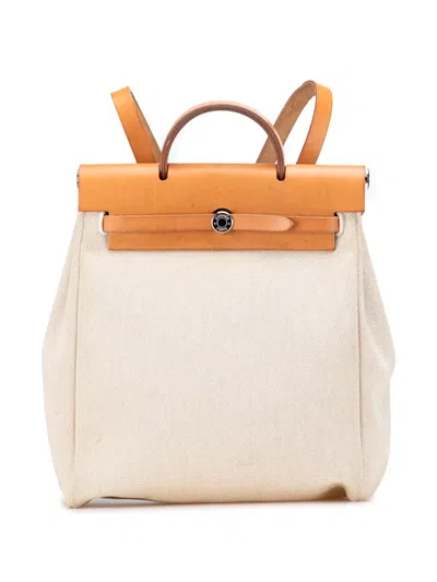 Pre-owned Hermes 2003 Toile Herbag Pm Backpack In Brown