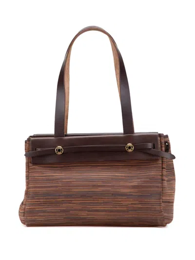 Pre-owned Hermes 2003 Vibrato Herbag Cabas Pm Tote Bag In Brown