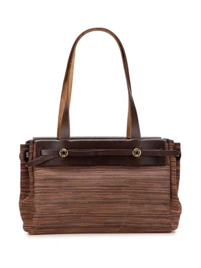 Pre-owned Hermes 2003 Vibrato Herbag Cabas Pm Tote Bag In Brown