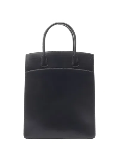 Pre-owned Hermes 2003 White Bus Top-handle Leather Handbag In Blue