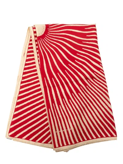 Pre-owned Hermes 2003-2026 Soleil Silk Scarf 90 Scarves In Red