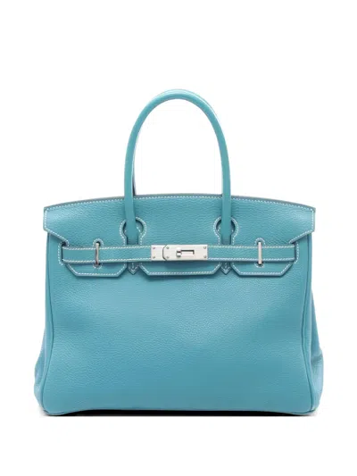 Pre-owned Hermes 2004 30 Birkin Tote Bag In Blue