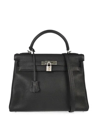 Pre-owned Hermes 2004 32 Kelly Retourne Tote Bag In Black