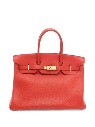 Pre-owned Hermes 2004 35 Birkin Tote Bag In Red