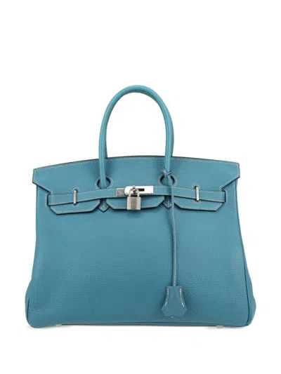 Pre-owned Hermes 2004 Birkin 35 Handbag In Blue