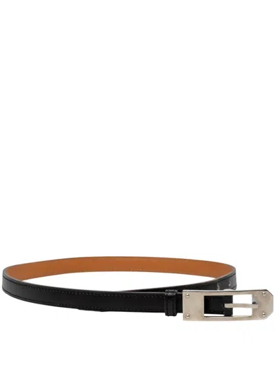 Pre-owned Hermes 2004 Box Calf Kelly Ardillon Belt In Black
