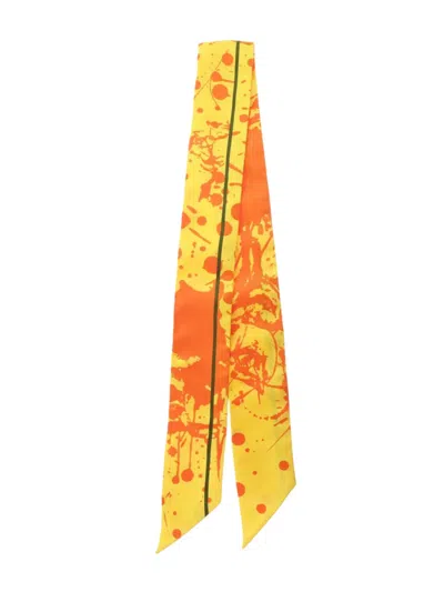 Pre-owned Hermes 2004 Cheval Suprise Twilly Silk Scarf Scarves In Yellow