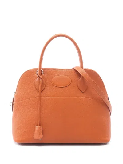 Pre-owned Hermes 2004 Chevre Bolide 31 Satchel In Orange