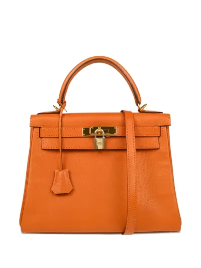 Pre-owned Hermes 2004 Chevre Kelly 28 Handbag In Orange