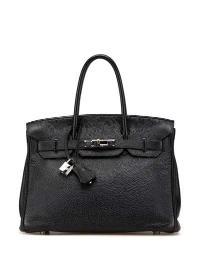 Pre-owned Hermes 2004 Clemence Birkin Retourne 30 Handbag In Black
