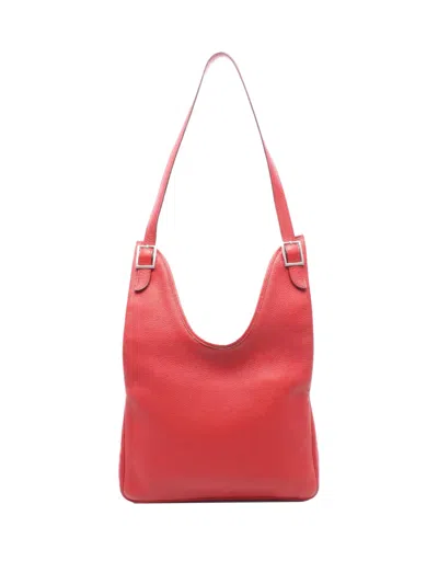 Pre-owned Hermes 2004 Clemence Massai Gm Satchel In Red