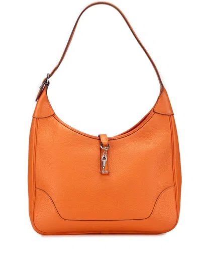 Pre-owned Hermes 2004 Clemence Trim Ii 31 Shoulder Bag In Orange