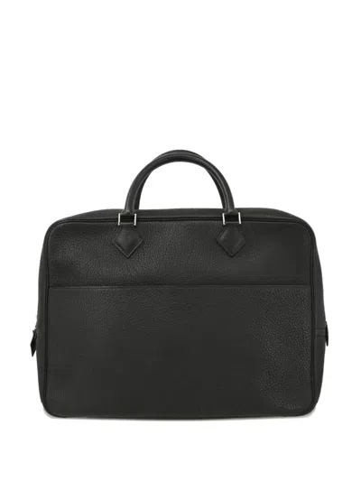 Pre-owned Hermes 2004 Doc 38 Leather Briefcase In Black
