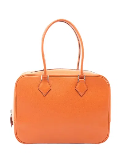 Pre-owned Hermes 2004 Epsom Plume Elan 28 Handbag In Orange