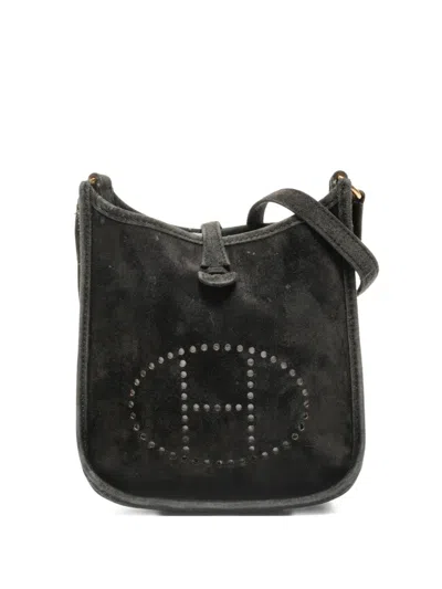 Pre-owned Hermes 2004 Evelyn Tpm Logo-cut-out Cross Body Bag In Gray