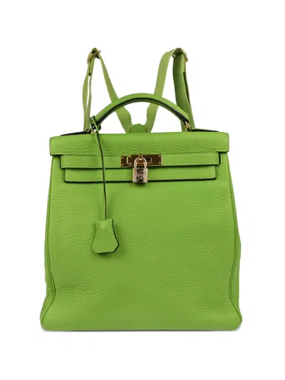 Pre-owned Hermes 2004 Gm Kelly A Dos Backpack In Green