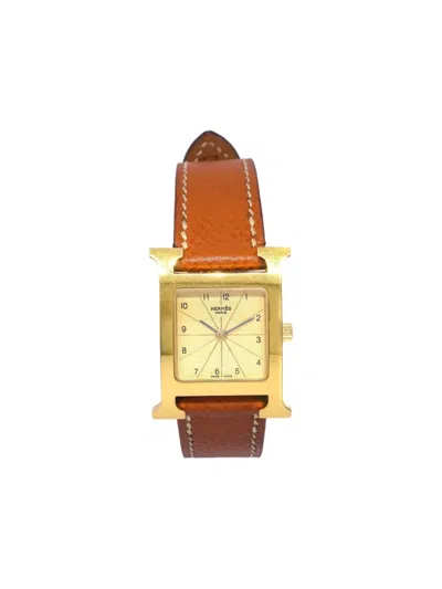 Pre-owned Hermes 2004 Heure H 20mm In Brown