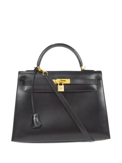 Pre-owned Hermes 2004  Kelly 32 Sellier Two-way Handbag In Black
