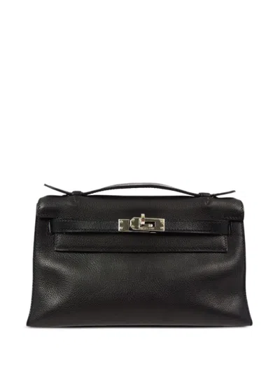 Pre-owned Hermes 2004 Kelly Pochette Handbag In Black