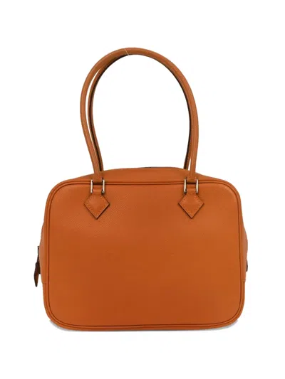 Pre-owned Hermes 2004 Mini Plume Leather Tote Bag In Orange