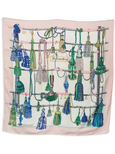 Pre-owned Hermes 2004 Passementerie By F Heron Silk Scarf In Pink