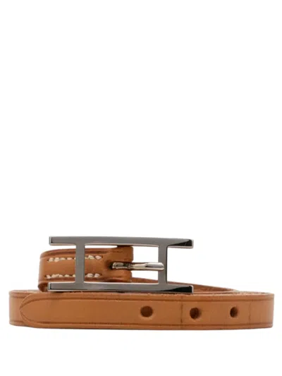 Pre-owned Hermes 2004 Swift Behapi Triple Tour Bracelet Costume Bracelet In Brown