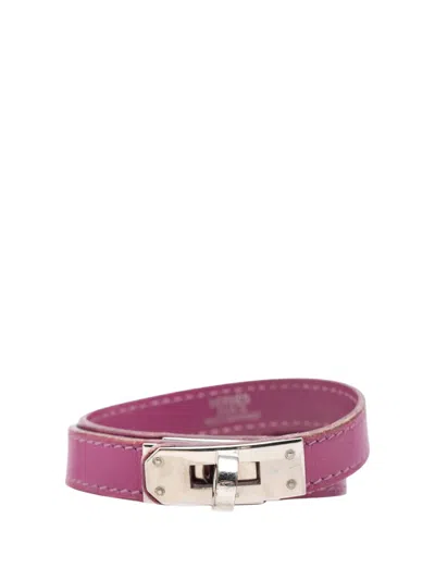 Pre-owned Hermes 2004 Swift Kelly Double Tour Bracelet Costume Bracelet In Pink