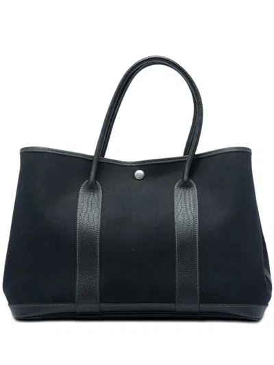 Pre-owned Hermes 2004 Toile And Negonda Garden Party 36 Tote Bag In 黑色