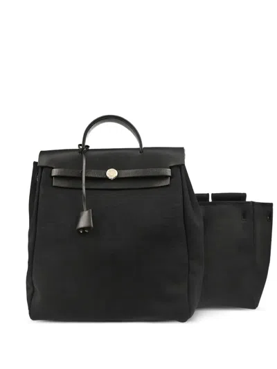Pre-owned Hermes 2004 Toile Herbag Pm Backpack In Black