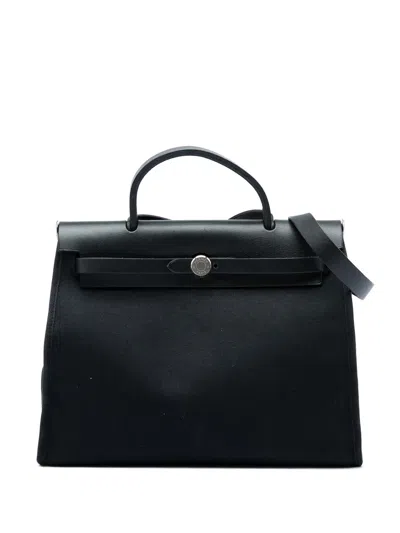 Pre-owned Hermes 2004 Toile Herbag Pm Satchel In Black