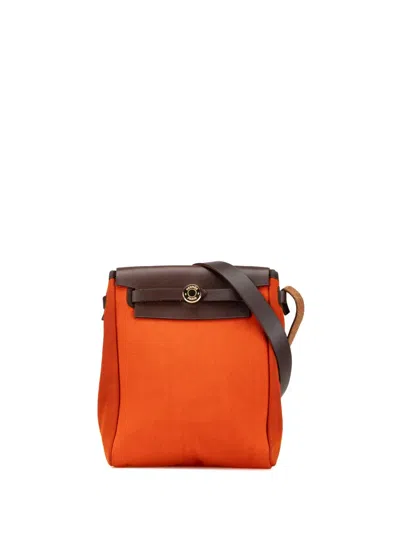 Pre-owned Hermes 2004 Toile Herbag Tpm Crossbody Bag In Brown