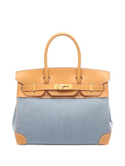 Pre-owned Hermes 2005 30 Birkin Leather Tote Bag In Blue