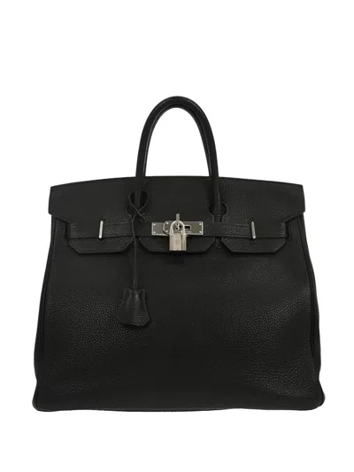 Pre-owned Hermes 2005 32 Haut À Courroies Togo-leather Tote Bag In Black