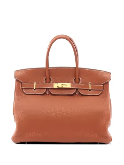 Pre-owned Hermes 2005 35 Birkin Etrusque Taurillon Clemence Leather Tote Bag In Brown