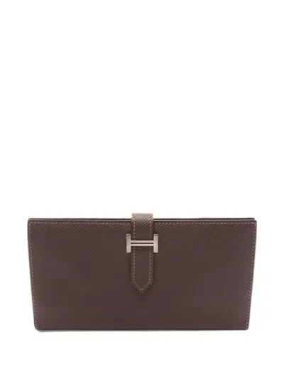 Pre-owned Hermes 2005 Bearn Classic Wallet In Brown