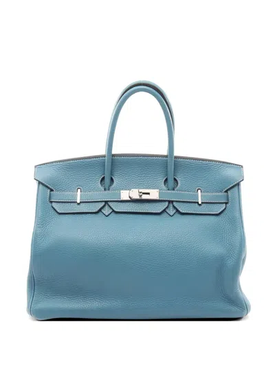 Pre-owned Hermes 2005 Birkin Leather Handbag In Blue