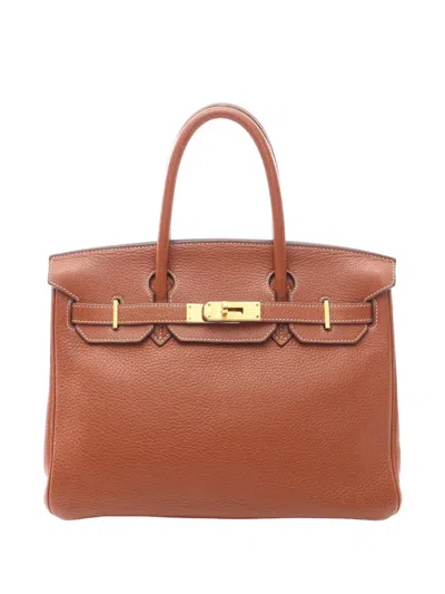 Pre-owned Hermes 2005 Clemence Birkin Retourne 30 Handbag In Brown