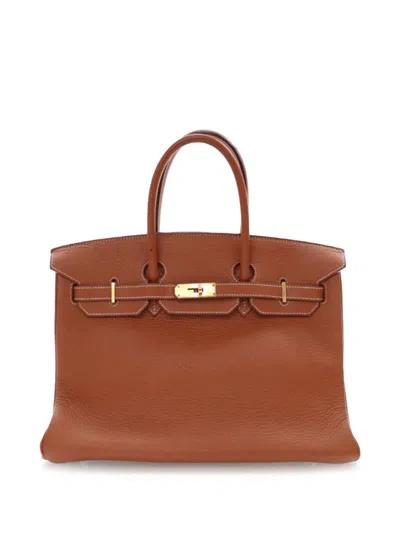 Pre-owned Hermes 2005 Clemence Birkin Retourne 35 Handbag In Brown