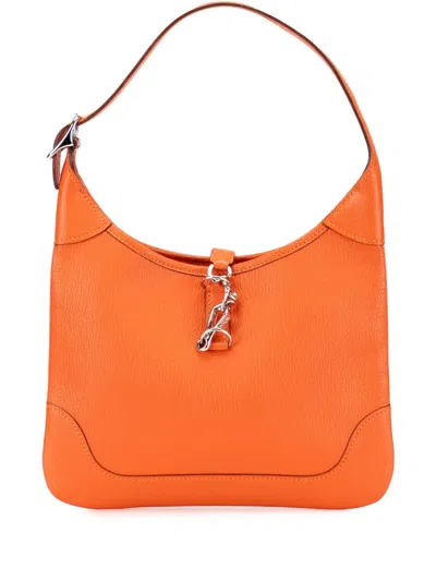 Pre-owned Hermes 2005 Clemence Trim Duo 24 Shoulder Bag In Orange