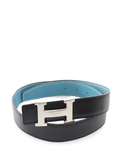 Pre-owned Hermes 2005 Constance H-belt Reversible Belt In Blue