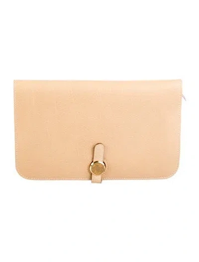Pre-owned Hermes 2005 Dogon Duo Wallet In Neutral