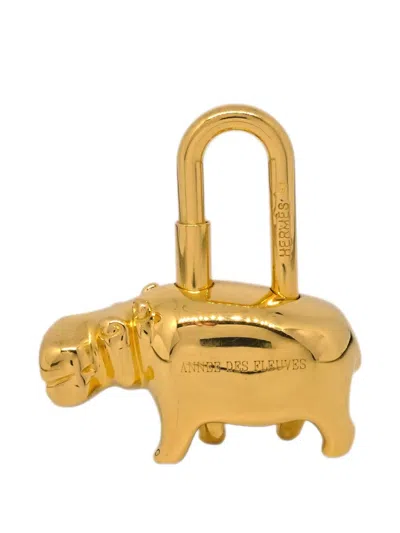 Pre-owned Hermes 2005 Grand Fleuve Hippopotamus Lock Charm In 金色