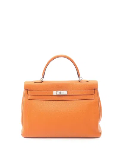 Pre-owned Hermes 2005  Kelly 35 Togo Leather Leather Togo Leather Orange Brown Gold Potiron Orange Used Women H
