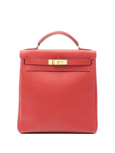 Pre-owned Hermes 2005 Kelly Ad Gm Backpack In Red