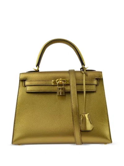 Pre-owned Hermes 2005 Kelly Sellier 25 Two-way Bag In Yellow